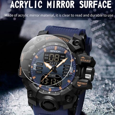 SANDA Green Light Alarm Clock Multifunctional Waterproof Shockproof Transparent Watch