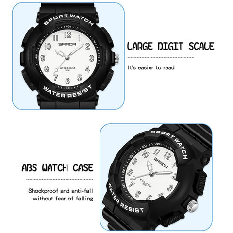 SANDA Small Fresh Digital All-match Waterproof Luminous Student Watch