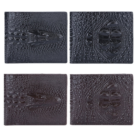 Baellerry Crocodile Print Men Short Wallet Vintage Multi-card Slot Coin Purse