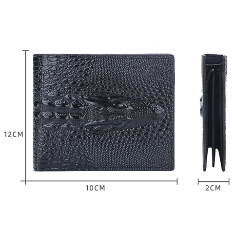 Baellerry Crocodile Print Men Short Wallet Vintage Multi-card Slot Coin Purse
