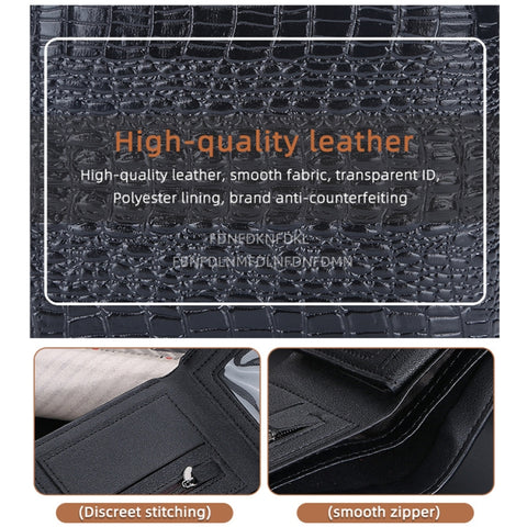Baellerry Crocodile Print Men Short Wallet Vintage Multi-card Slot Coin Purse