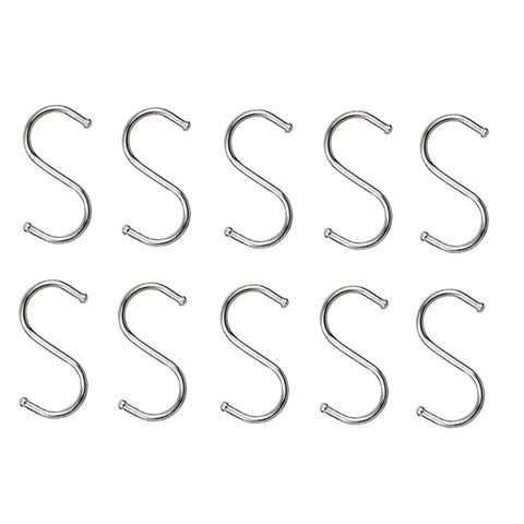 10pcs Multifunctional Stainless Steel Hooks Metal S-Shaped Hook, Large, Medium, Small