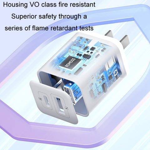 ROMOSS PD20W Fast Charger For Apple/Huawei And Xiaomi, CN Plug, Single-port, Double-port, For Apple PD Charging Cable