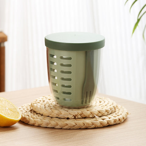 600ml Fruit and Veggie Snack Cup with Lid and Fork Airtight Leak-proof Salad Box