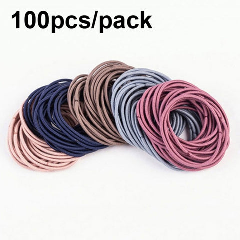 100pcs/pack Stretchy Hair Accessories Nylon Hair Ring Hair Rope Rubber Band Headband