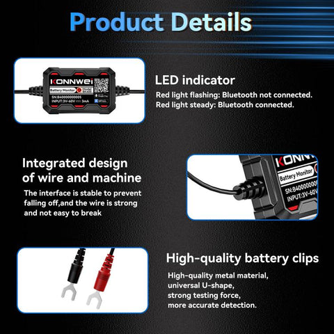KONNWEI 360V Car Battery Monitor Diagnostic Tool, BK400