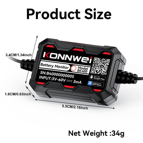 KONNWEI 360V Car Battery Monitor Diagnostic Tool, BK400
