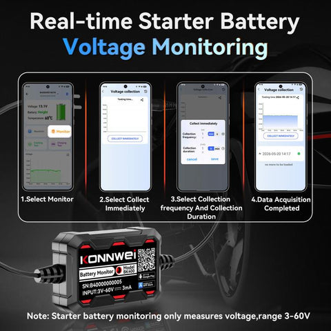 KONNWEI 360V Car Battery Monitor Diagnostic Tool, BK400