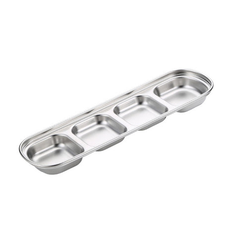 Stainless Steel Square Sauce Dish Hotpot Seasoning Disc Barbecue Tableware, 1 Grid (Silver), 2 Grid (Silver), 3 Grid (Silver), 4 Grid (Silver), 1 Grid (Gold), 2 Grid (Gold), 3 Grid (Gold), 4 Grid (Gold)