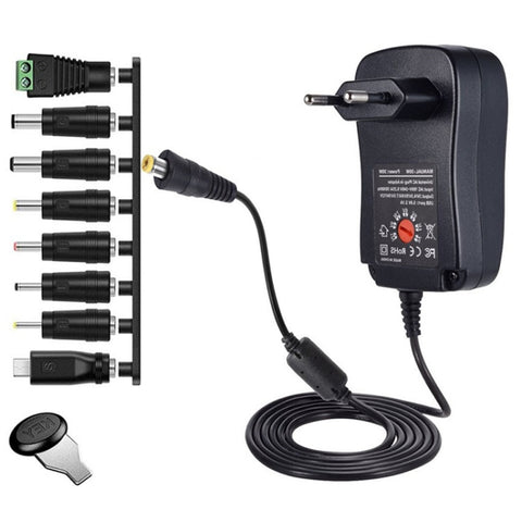 30W USB Interface Adjustable Power Adapter With Power Monitoring LED Light, US Plug, EU Plug, UK Plug, AU Plug