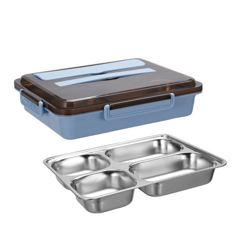 304 Stainless Steel Lunch Box Leakproof Insulated Student Dormitory Bento Box, 4 Grid Pink, 4 Grid Black, 4 Grid Blue, 5 Grid Pink