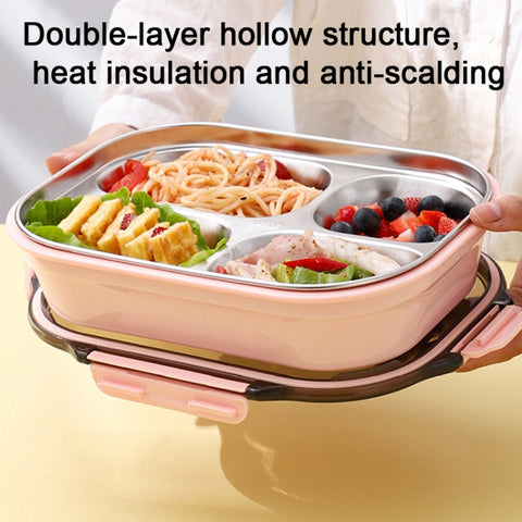 304 Stainless Steel Lunch Box Leakproof Insulated Student Dormitory Bento Box, 4 Grid Pink, 4 Grid Black, 4 Grid Blue, 5 Grid Pink