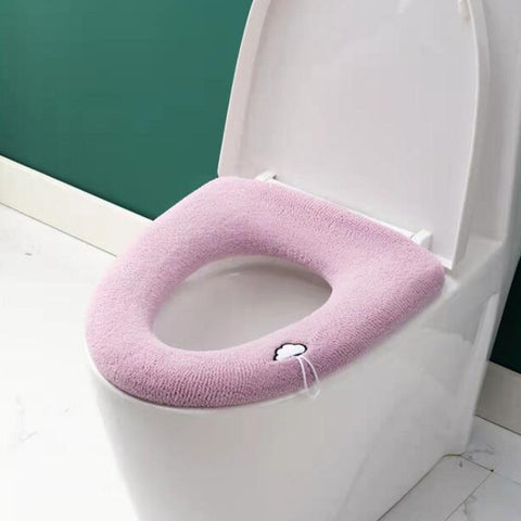 Universal Knitted Washable Toilet Pad Home Thickened Warm Toilet Cover, With Handle Pink, With Handle Gray, With Handle Blue, Flat Pink, Flat Gray, Flat Blue