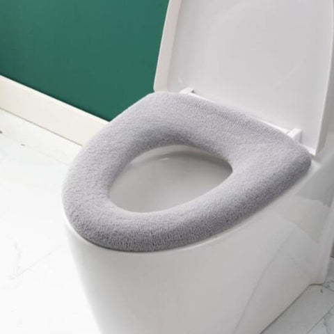 Universal Knitted Washable Toilet Pad Home Thickened Warm Toilet Cover, With Handle Pink, With Handle Gray, With Handle Blue, Flat Pink, Flat Gray, Flat Blue