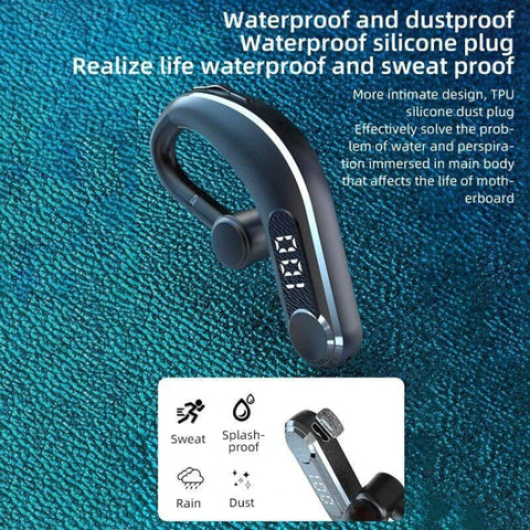 Ear-Mounted Waterproof Sports Smart Noise Reduction Bluetooth Earphones With LED Battery Display, YW-CSDM22 Black
