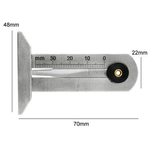 Stainless Steel Tire Tread Vernier Depth Gauge, 0-30mm, 0-50mm, 0-60mm