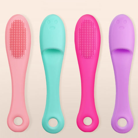 Pet Cats Dog Cleaning Comb Chin Teeth Cleaning Brush Silicone Brush, Green, Purple, Pink