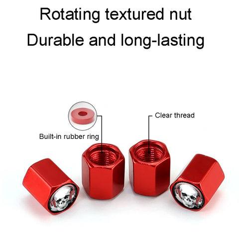 4pcs /Set Headset Skeleton Metal Tire Valve Caps Automobile Universal Modified Valve Covers, Headset Skeleton