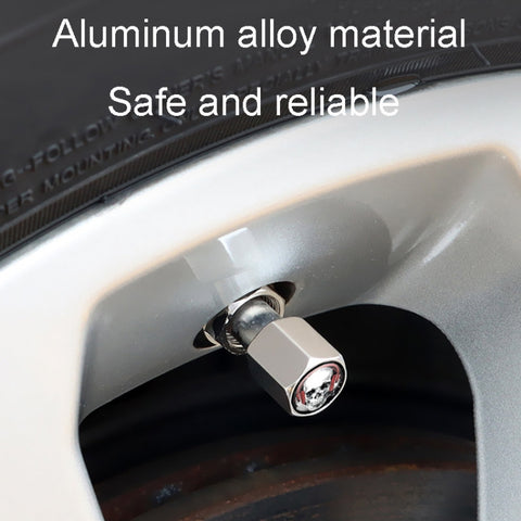 4pcs /Set Headset Skeleton Metal Tire Valve Caps Automobile Universal Modified Valve Covers, Headset Skeleton