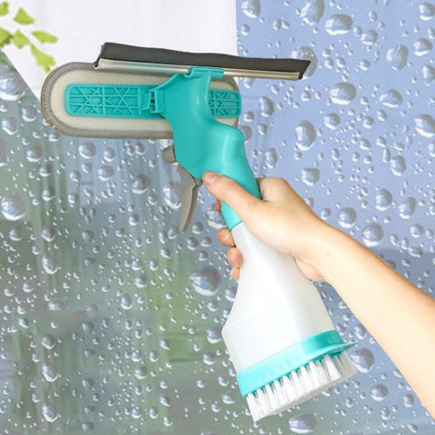 4 In 1 Double-sided Glass Wiper Window Squeegee Portable Spray Mirror Car Glass Cleaner, YJ520