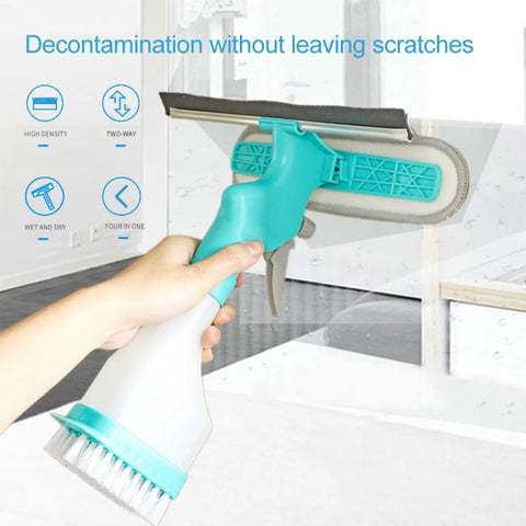 4 In 1 Double-sided Glass Wiper Window Squeegee Portable Spray Mirror Car Glass Cleaner, YJ520
