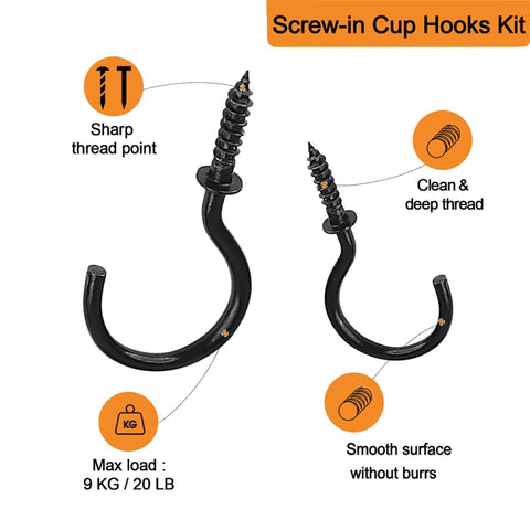 75pcs /Box Screw-in Ceiling Hook Set Home Storage Wall Cup Hook Lamp Hook