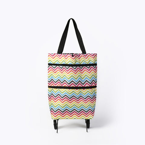 2 In 1  Oxford Cloth Shopping Bag Foldable Shopping Trolley Cart