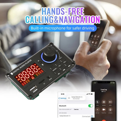 100W 12V TPA3116 Color Screen Power Amplifier Bluetooth Decoder Board With Recording Call, Silicone Remote Control, Small Silicone Remote Control, Small Remote Control
