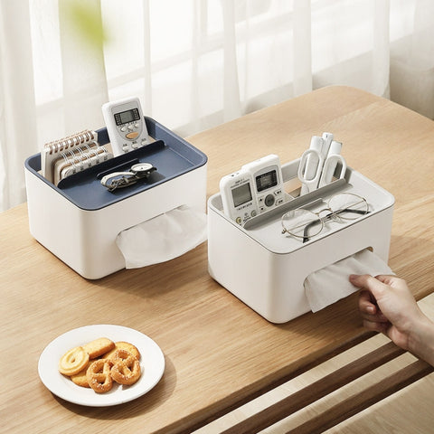Multifunctional Tissue Box Napkin Container Organizer Box for Remote Control