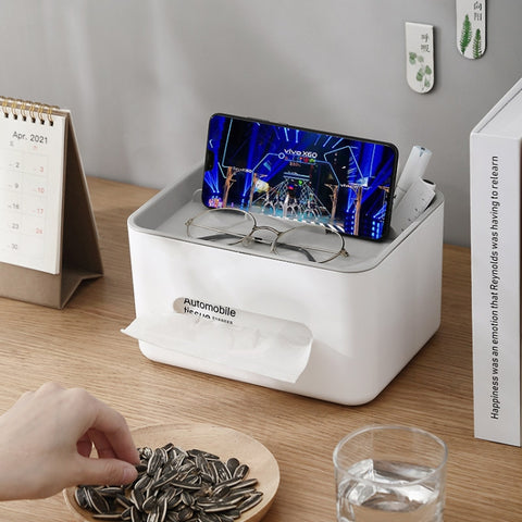 Multifunctional Tissue Box Napkin Container Organizer Box for Remote Control