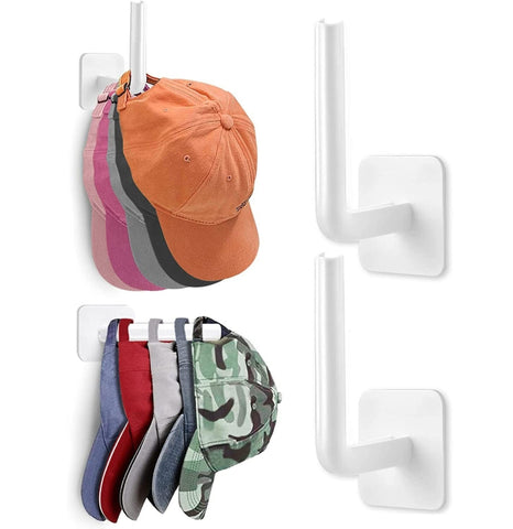 2pcs Baseball Hat Wall Self-Adhesive Hanging Shelf Rack Hook, Black, White