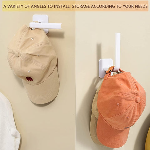2pcs Baseball Hat Wall Self-Adhesive Hanging Shelf Rack Hook, Black, White