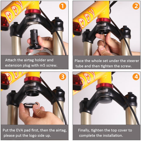 For AirTag 2nd Gen / AirTag 1st Gen Bike Hidden Mount Bicycle Front Fork Down Tube Anti-theft GPS Holder, Style 1, Style 2
