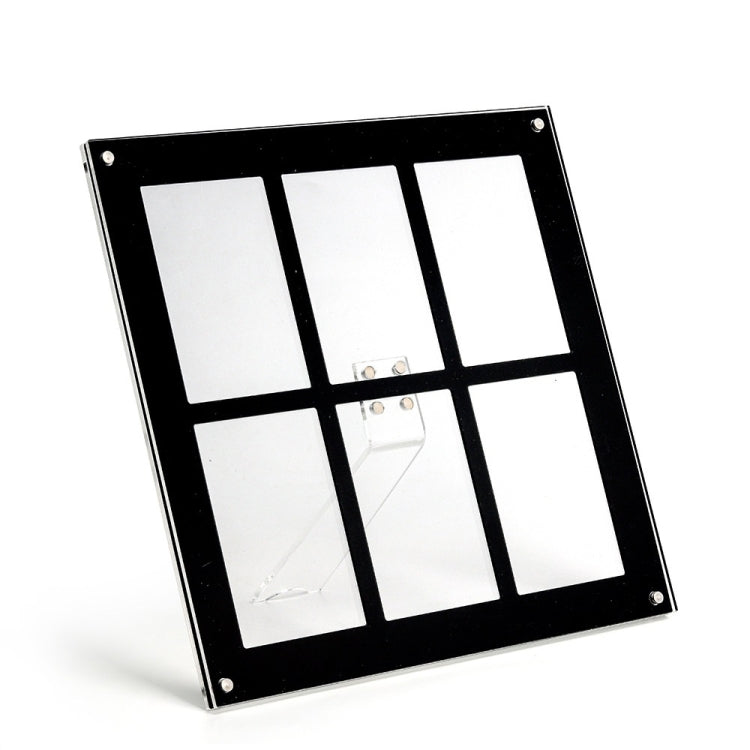 Six Palace Grid Color 3 Inch Three-Dimensional Magnet Photo Frame For Polaroids, Black, White, Fantasy, Mirror