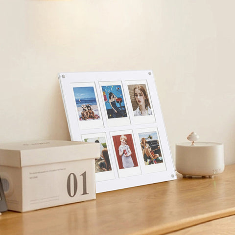Six Palace Grid Color 3 Inch Three-Dimensional Magnet Photo Frame For Polaroids, Black, White, Fantasy, Mirror