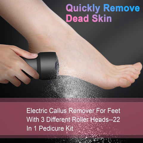 Electric Foot File Pedicure Kit Waterproof Feet Callus Remover, White, Kit 1 White, Kit 2  White, Matte Black, Kit 1 Black, Kit 2  Black