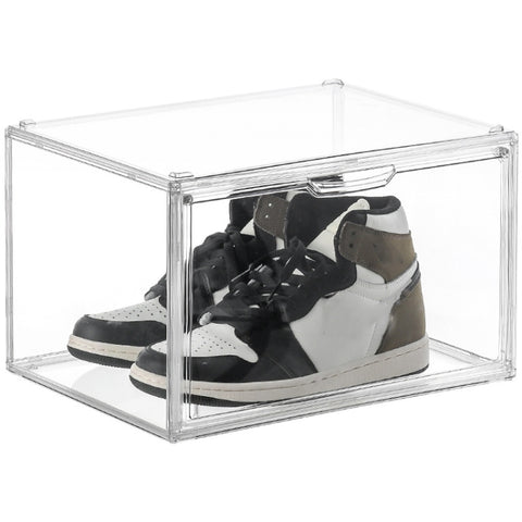 Stackable Transparent Storage Box Magnetic Suction Bookcase Handbag Display Rack, No Partitions, Single Partition, Double Partition, Three Partitions, Side Opening