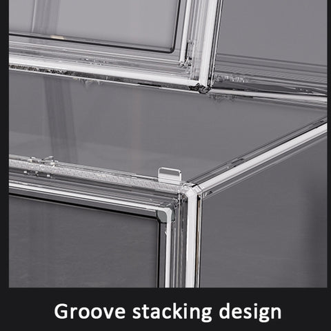 Stackable Transparent Storage Box Magnetic Suction Bookcase Handbag Display Rack, No Partitions, Single Partition, Double Partition, Three Partitions, Side Opening