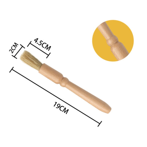 Car Interior Round Wooden Handle Air Vent Cleaning Brush, Wood Color
