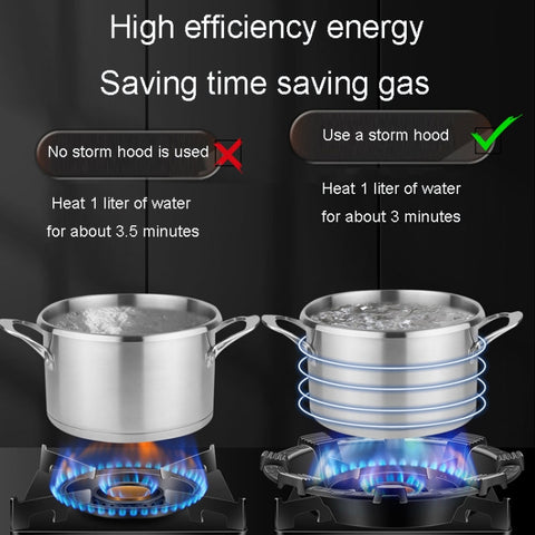 Kacheeg Household Gas Stove Gathering Fire Energy Saving Cover Kitchen Non-Slip Windscreen, Four-Jawed, Five-Jawed