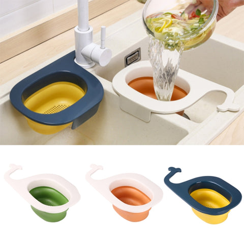 Multifunctional Whale-shaped Foldable Kitchen Fruit and Vegetable Draining Basket