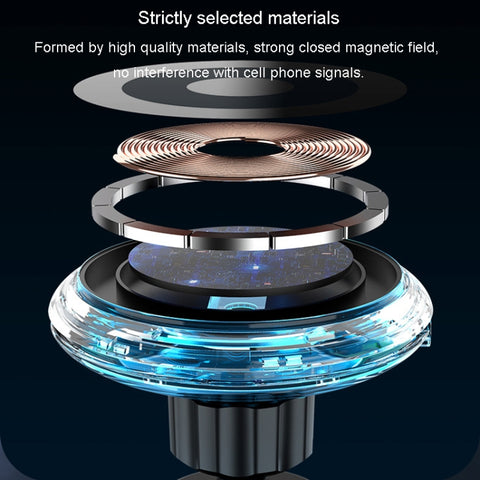 For iPhone Magsafe Magnetic Car Wireless Charger Phone Holder Light Emitting Wireless Charger, Ice Blue Breathe Light, Pickup RGB Light