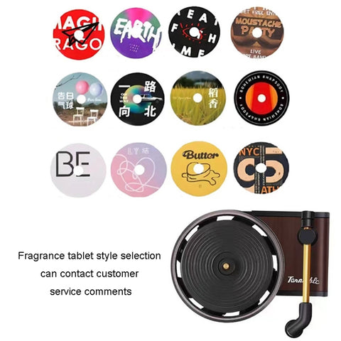 Car Aroma Diffuser Air Vent Rotating Retro Gramophone Fragrance Diffuser Ornament, Gramophone+3pcs Refill Aroma