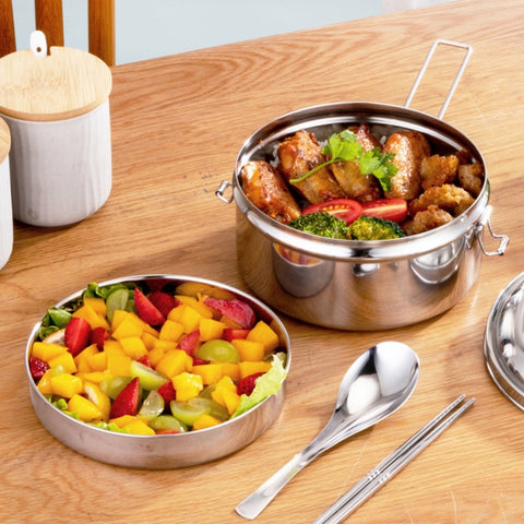 304 Stainless Steel Round Lunch Box, 14cm Single Layer, 16cm Single Layer, 14cm Double Layer, 16cm Double Layer