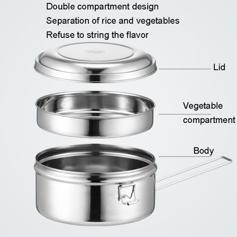 304 Stainless Steel Round Lunch Box, 14cm Single Layer, 16cm Single Layer, 14cm Double Layer, 16cm Double Layer