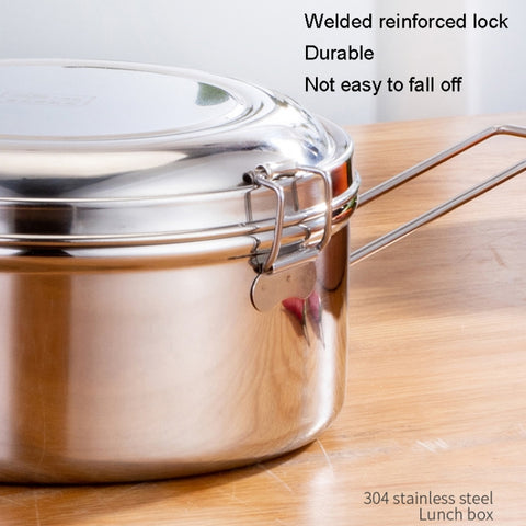 304 Stainless Steel Round Lunch Box, 14cm Single Layer, 16cm Single Layer, 14cm Double Layer, 16cm Double Layer