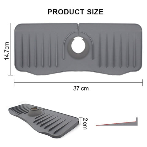 Bathroom Kitchen Silicone Faucet Anti-Splash Drain Mat, White, Grey, Black, White+Waterproof Edge, Gray+Waterproof Edge, Black+Waterproof Edge