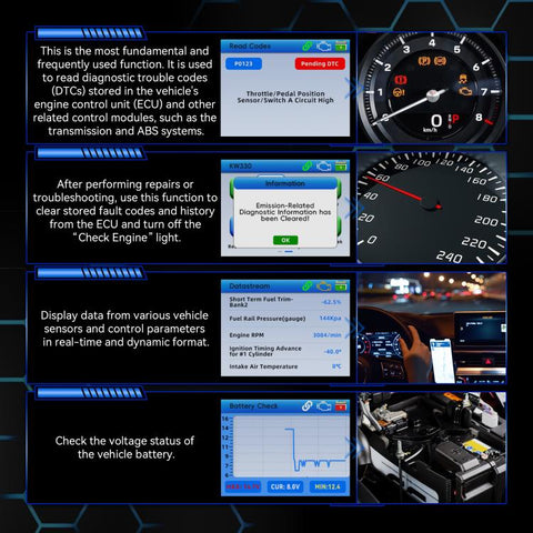 KONNWEI Automotive OBD2 Fault Diagnostic Tool Engine Code Reader 9 Languages, KW330