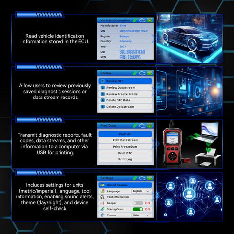 KONNWEI Automotive OBD2 Fault Diagnostic Tool Engine Code Reader 9 Languages, KW330