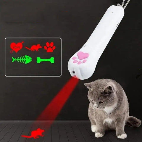 Pet Projection Toy USB Rechargeable LED Pattern Projector Cat Teaser Interactive Toys, A Type-Red Laser+ Green Light, B Type-Red Laser+ Red Light, C Type-UV Light+Green Light, D Type -UV Light+Red Light